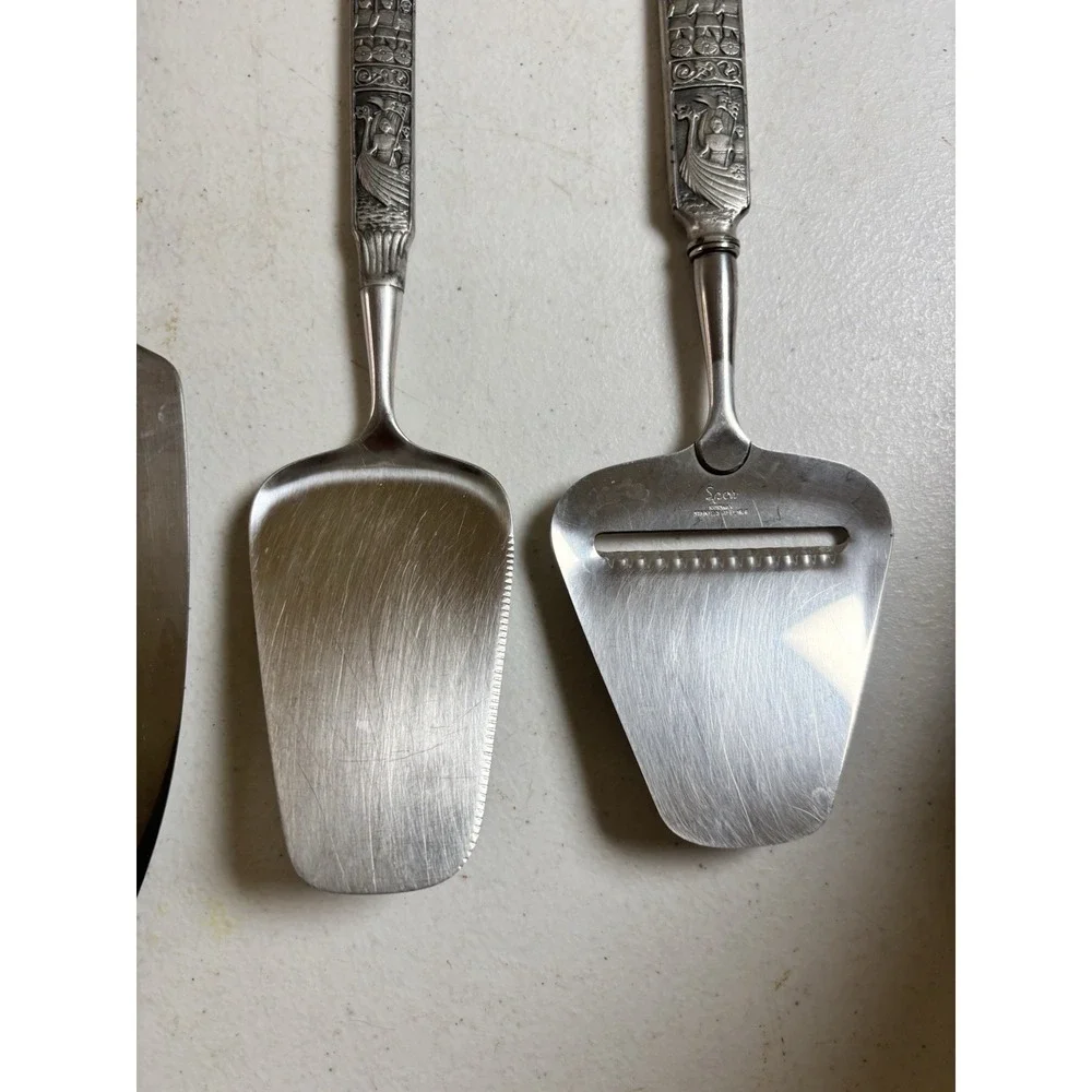 Spar Norway Stainless 18/8 w/ Pewter Handles Cheese Plane Pie & Cake Servers (3)